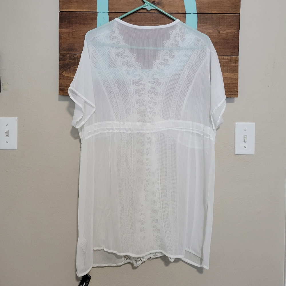 White Lace Kimono Cover-Up One Size New With Tags - Picture 2 of 5
